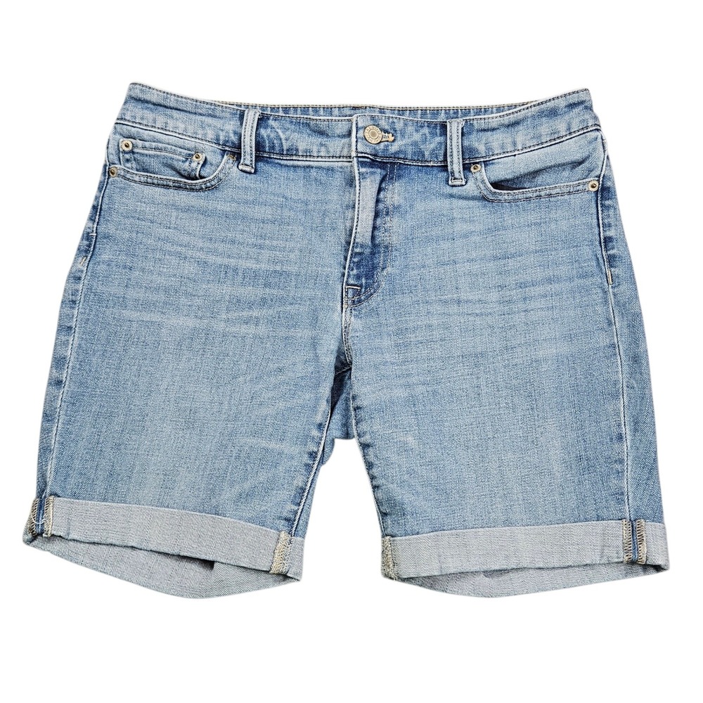 Talbots Flawless Girlfriend Short Sz‎ 6P Light Wash Blue Cuffed Denim Stretch